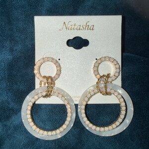 Natasha Couture Gold and Cream Circle Earrings